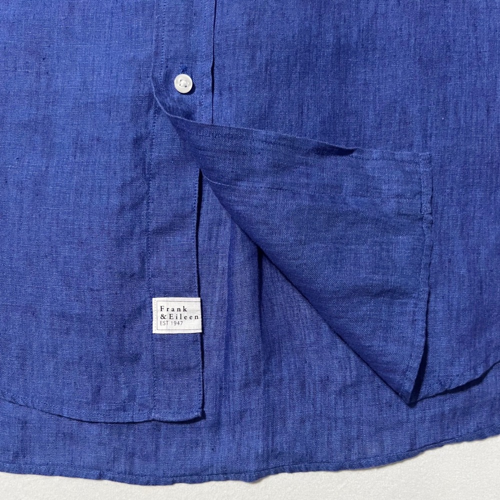 Frank & Eileen Fiona Royal Blue 100% Linen Sleeveless Button Up Shirt Large - Picture 12 of 13